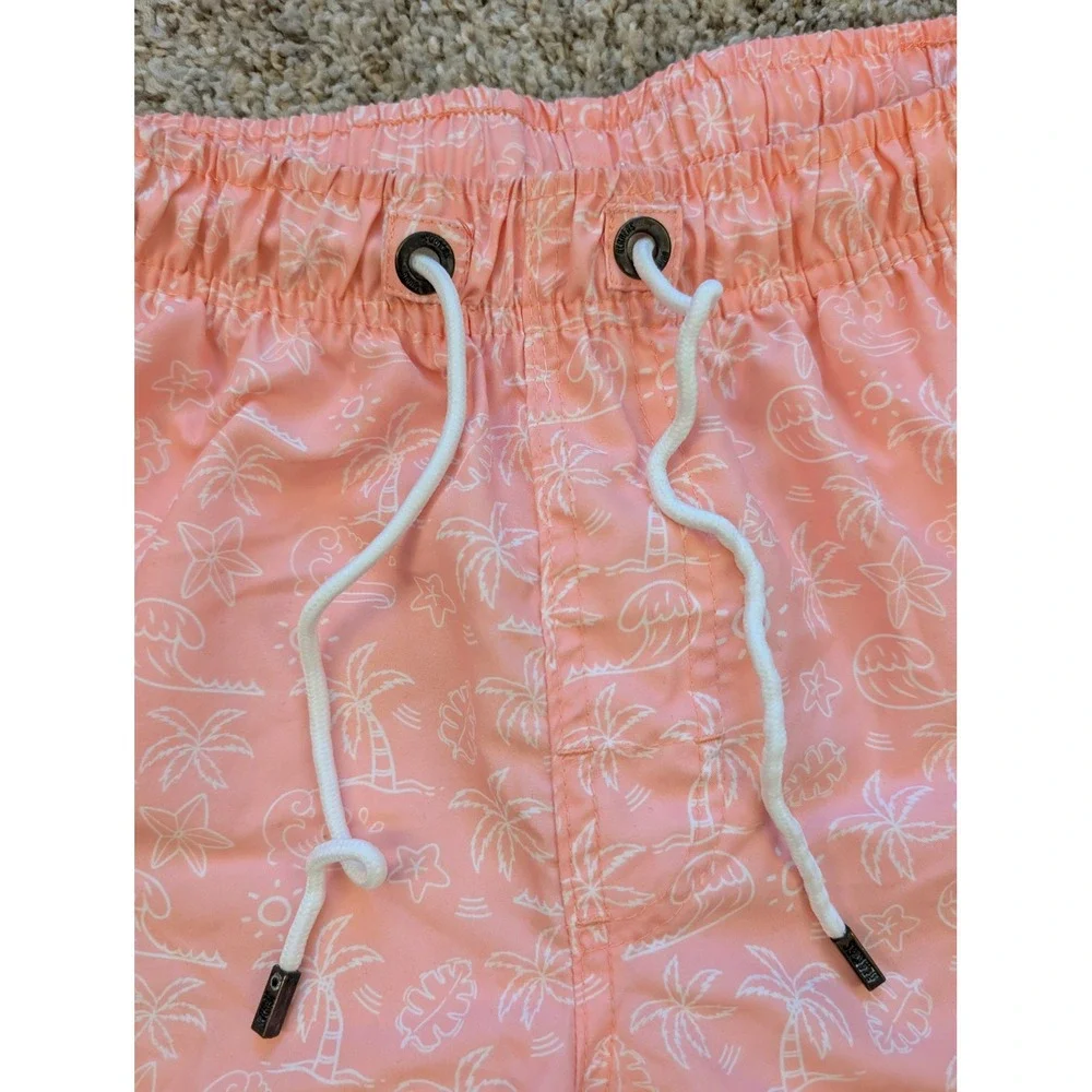 Binky Bro Mens Pink Palm Tree Print Swim Trunks Size Large Tropical Board Shorts
